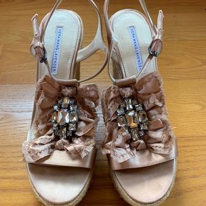 Vera Wang Lavender Label Satin Embellished Wedges